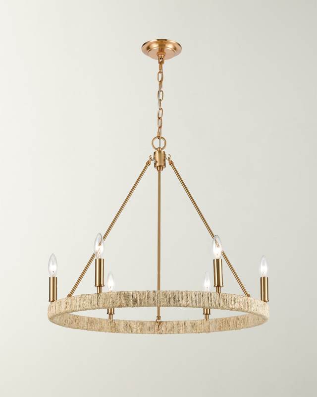 Abaca 6-Light Chandelier In Satin Brass
